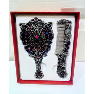 Vintage Butterfly Shaped Mirror And Hair Brush Set Style DD